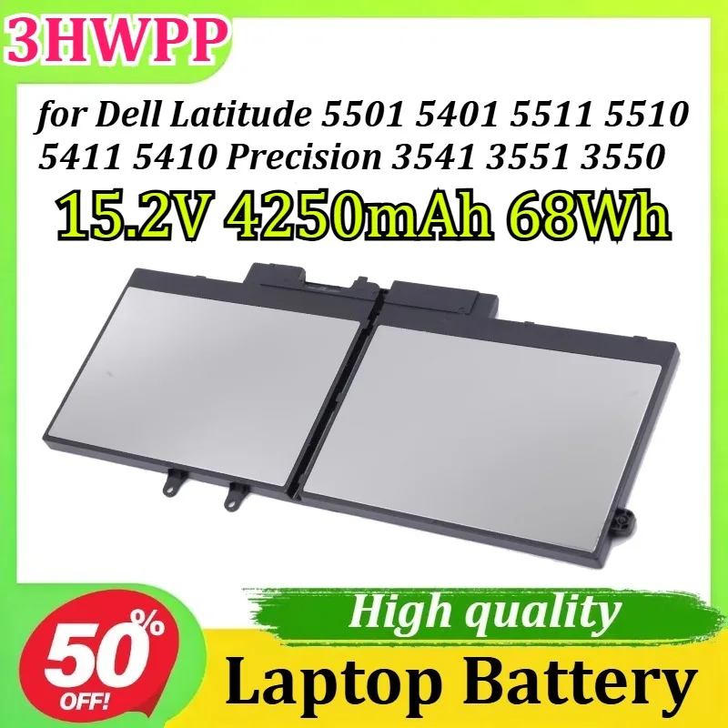

3HWPP 15.2V 4250mAh 68Wh 10X1J N2NLL for Dell Latitude 5501 5401 5511 5510 5411 5410 Precision 3541 3551 3550 Laptop Battery