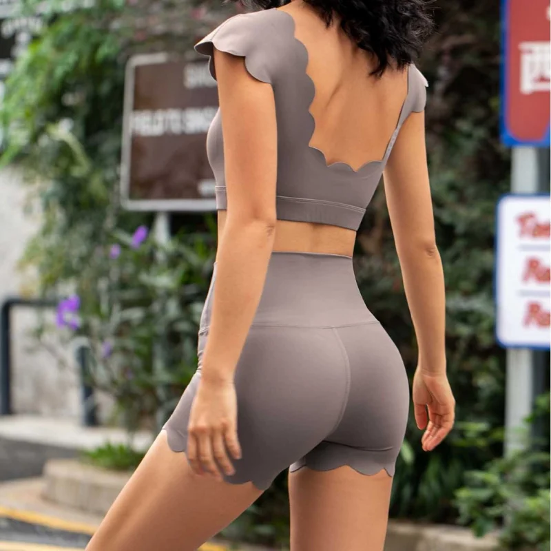 FUBEIKE Women's Cycling Shorts High-Waist Lace Yoga Shorts Gym Clothes Woman Breathable Sporty Shorts Woman Fitness Shorts Women