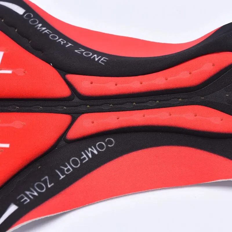 Red Cycling Shorts With Shock Absorption And Breathable Silicone Seat Cushion