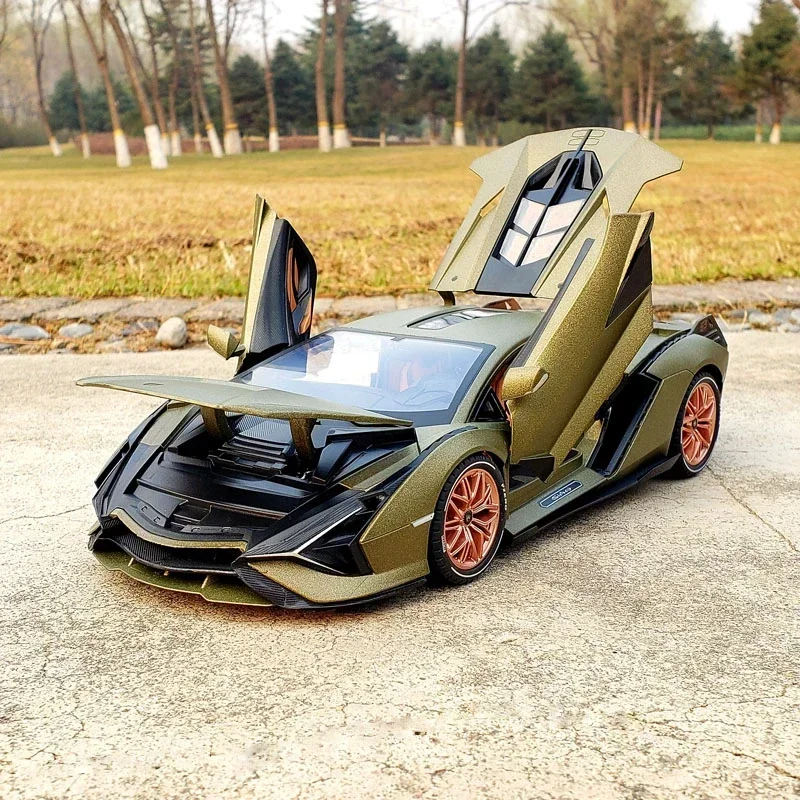 Modèle de voiture de sport en alliage moulé sous pression pour enfants, 1:18 Lamborghini, SIAN FKP, 37, collection de simulation, jouet en métal, cadeau, A245