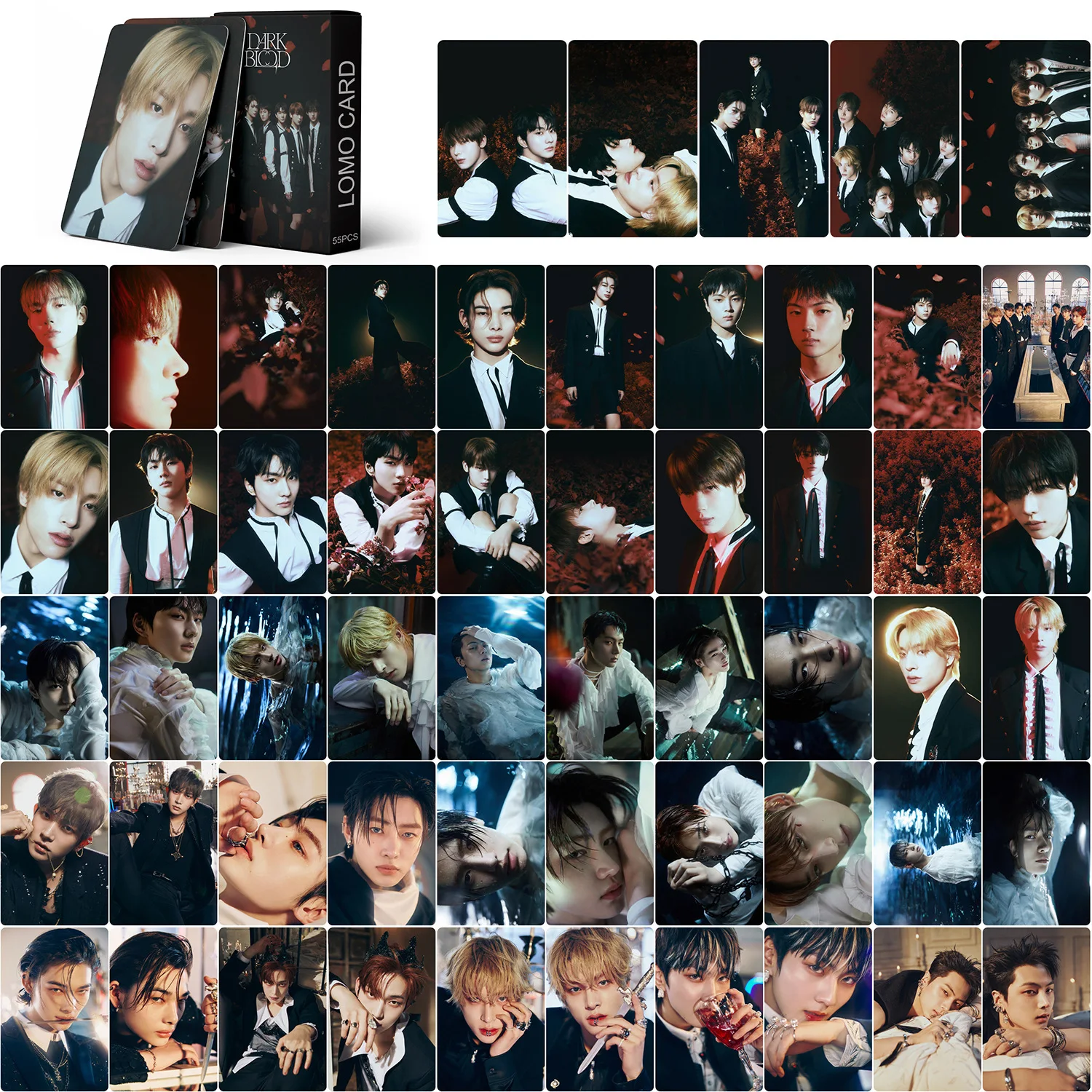 55Pcs/Set Kpop Group DARK BLOOD New Album Lomo E Photocards JUNGWON JAY Photo Cards
