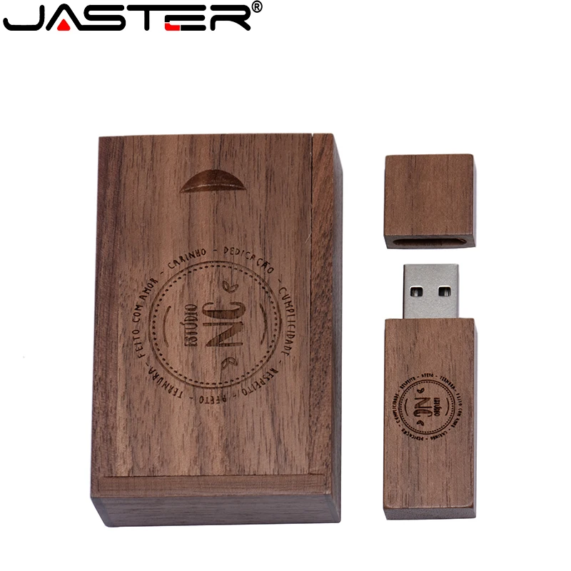 JASTER Free Custom Logo Photography Wedding Gift USB flash drive 128GB Wooden 64GB Box Pen drive Maple Memory Stick 32GB 4G 16GB