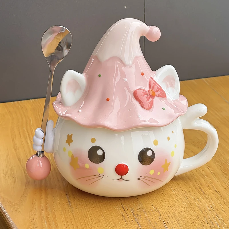 Mug Girl High Beauty Office Ghost Water Cup Birthday Gift Specially Beautiful Cat Ceramic Cup