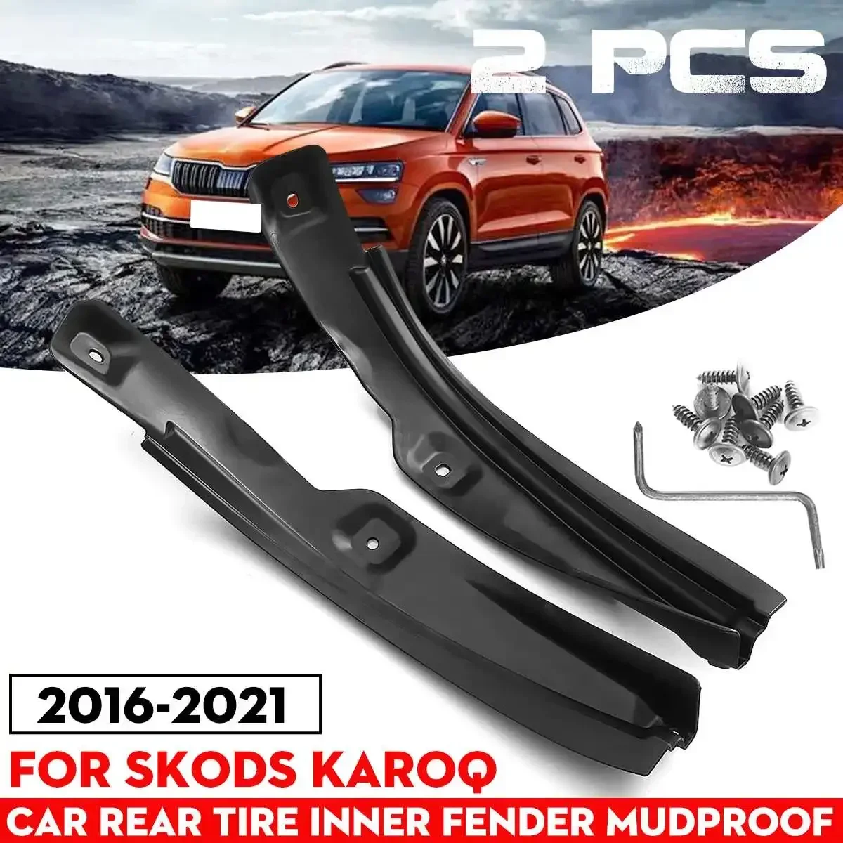 2Pcs Car Rear Tire Inner Fender Mudproof For Skoda Karoq 2016-2021 Mudguard Anti Dirt Cover Front Mat Modification Body Kit