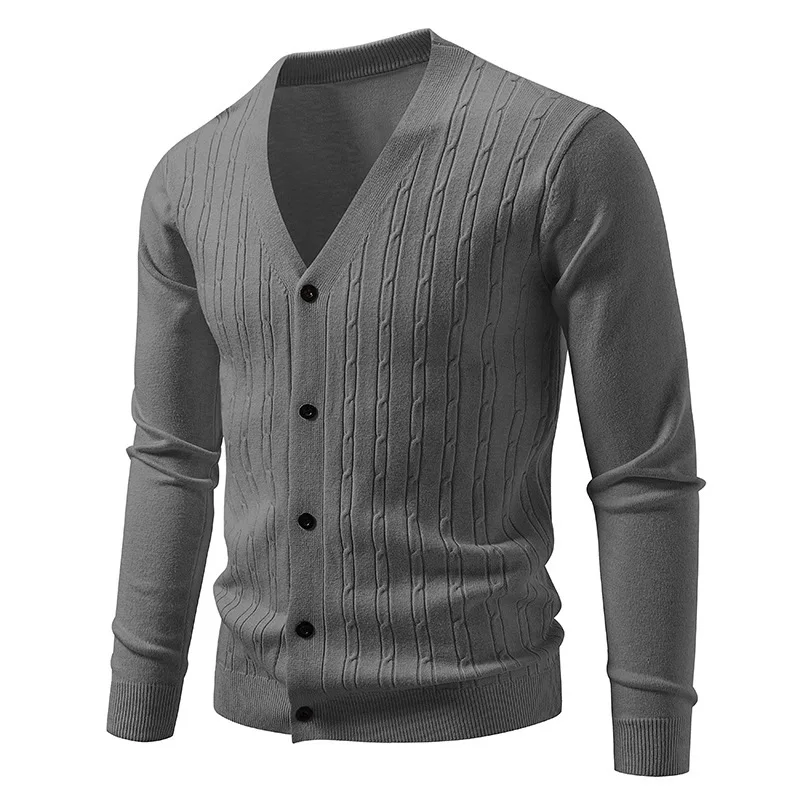 Single Breasted Cardigan Knitted Men Sweater Solid Sweater Long Sleeve Casual Basics Loose Fit Buttons Slight Strech Autumn