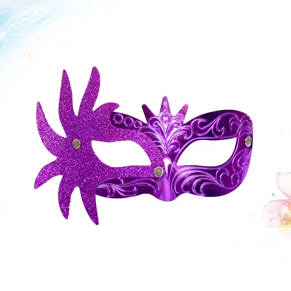 Purple Shining Plastic Gold Glitter Eye Mask Halloween Carnival Ball Party Performance Decor Adult Kid Halloween Eye Masks