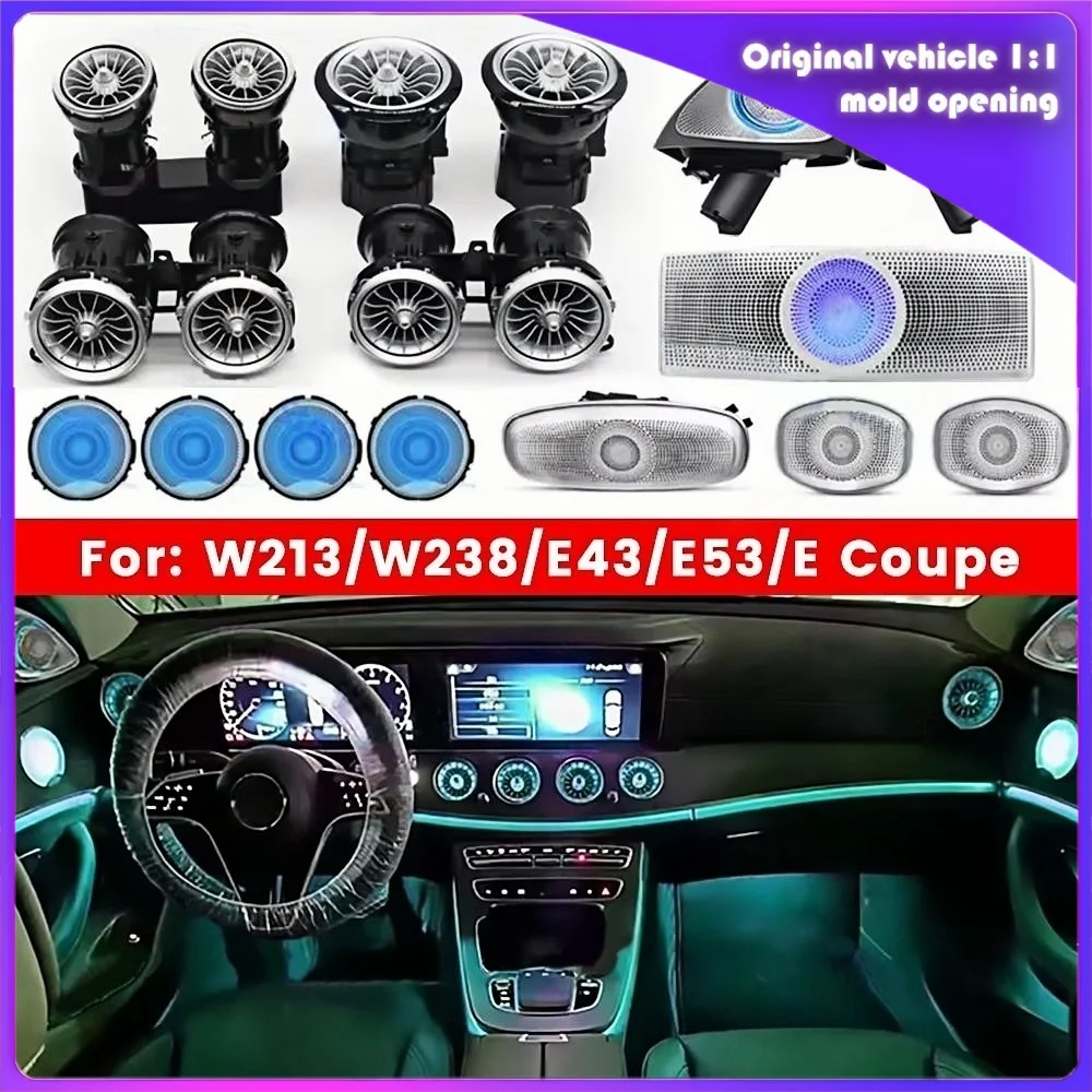 

64-цветные светодиодные вентиляционные решетки для Mercedes Benz W213 E-Class E Coupe W238 E43 E53 с 3D-вращающимися твитерами и подсветкой салона