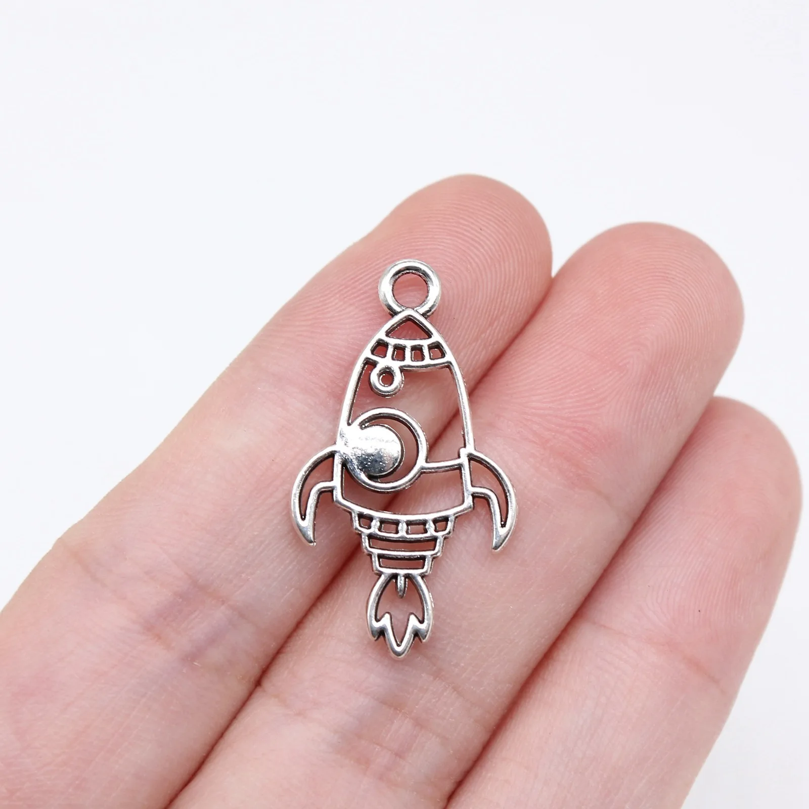 WYSIWYG 20pcs 28x16mm Antique Silver Color Rocket Charms Pendant For DIY Jewelry Making Handmade Jewelry Craft Findings