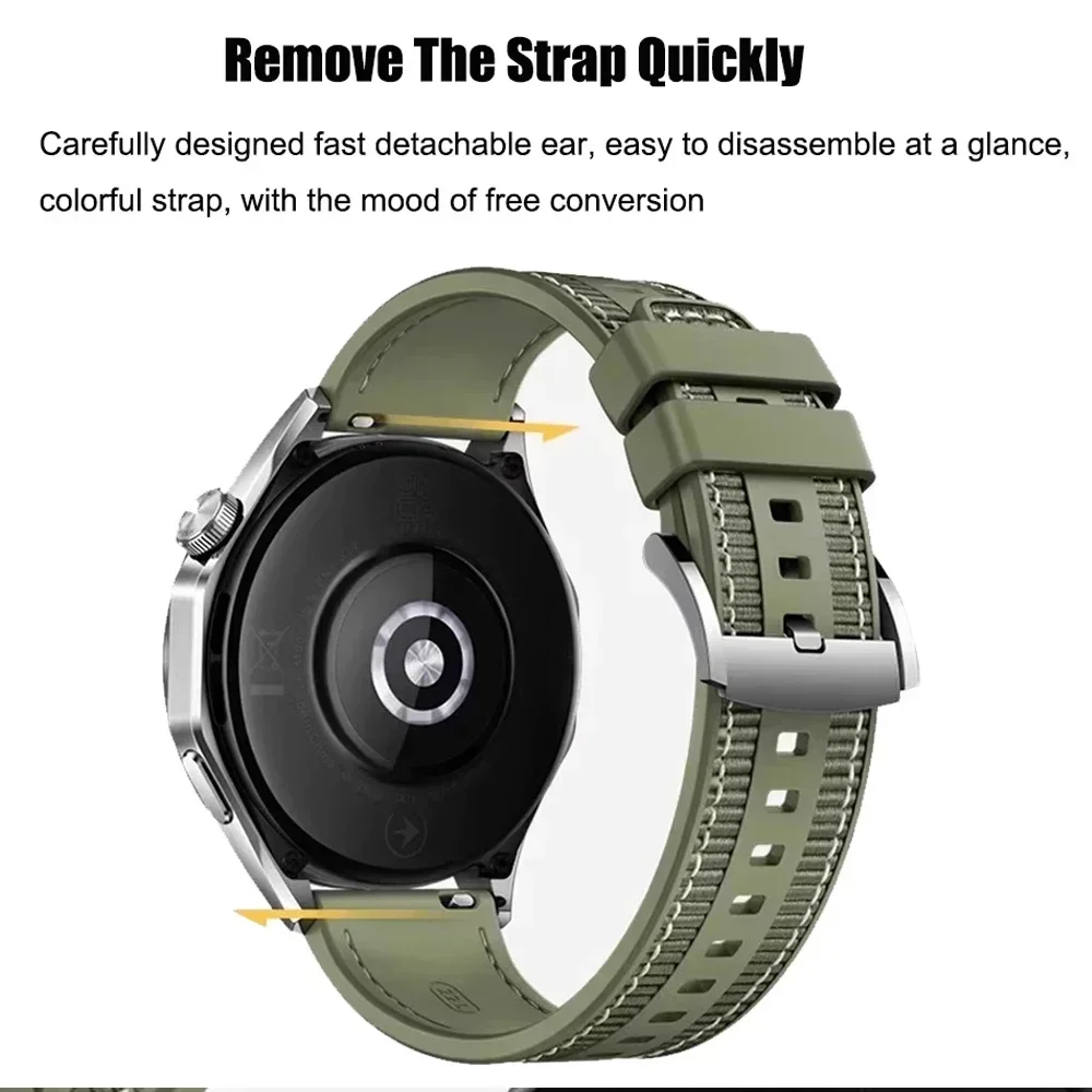 22mm Nylon Woven Strap For Samsung Galaxy Watch 46mm Watch3 45mm Gear S3 Classic Composite Silicone Band For HUAWEI GT4 Bracelet