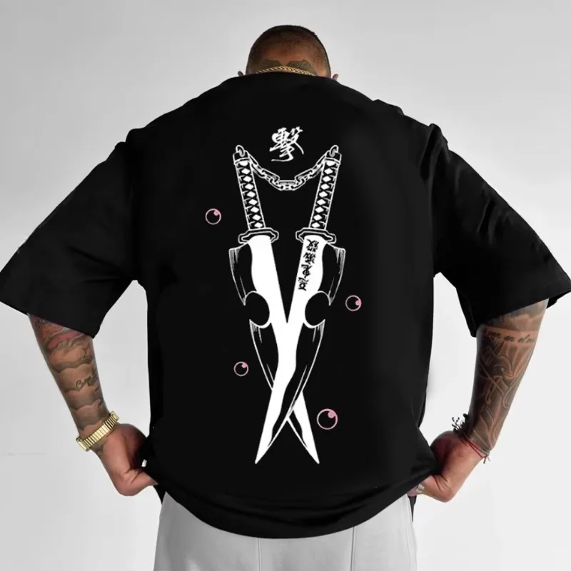 Demon Slayer Blade Extra großes bedrucktes T-Shirt mit Anime-Aufdruck für Herren und Damen, Harajuku-Stil, Y2K