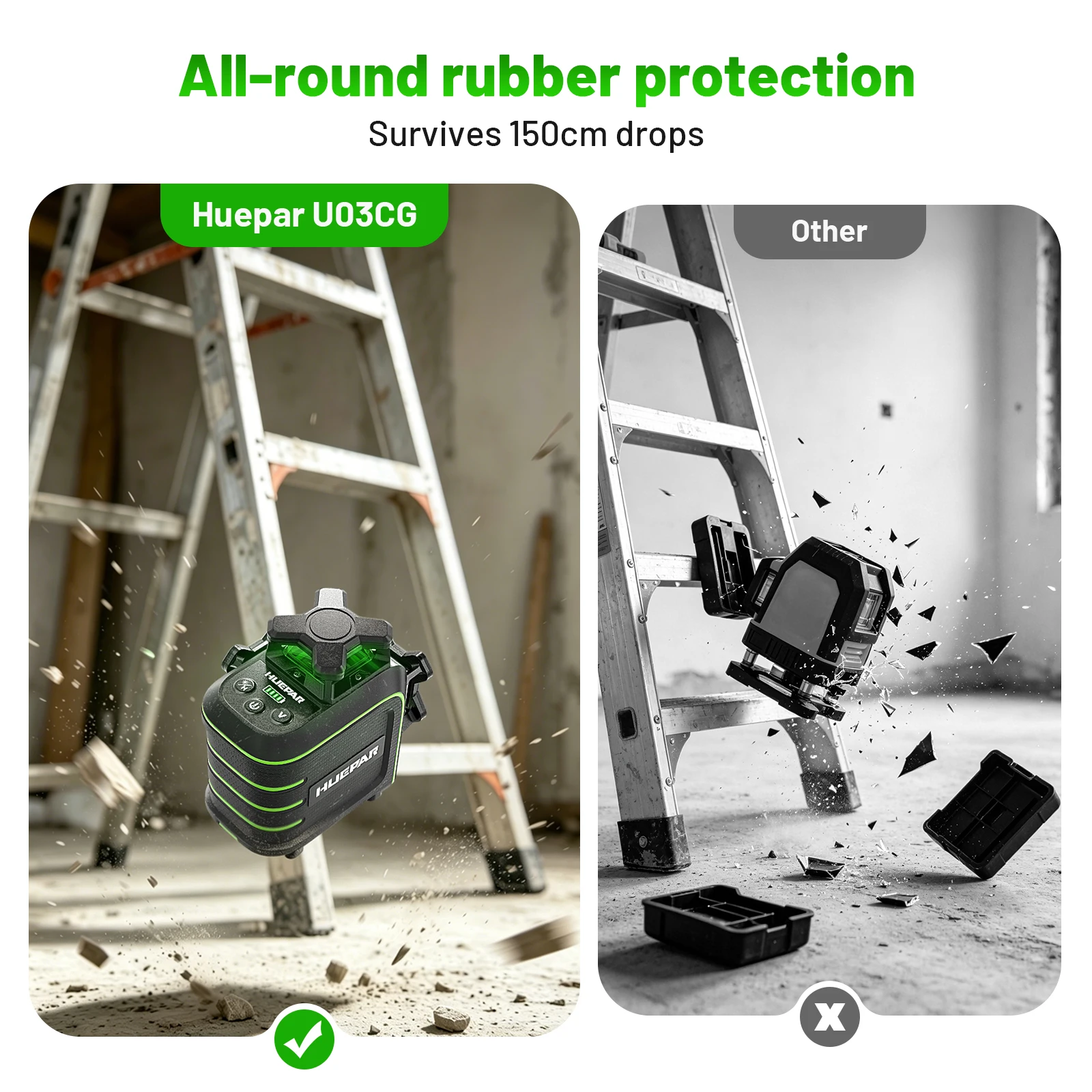 Laser Level, 3D 12 Lines 360° Professional Grade, Pendulum Self-leveling,1.5m Drop Resistant Full Rubber Protection With Tripod