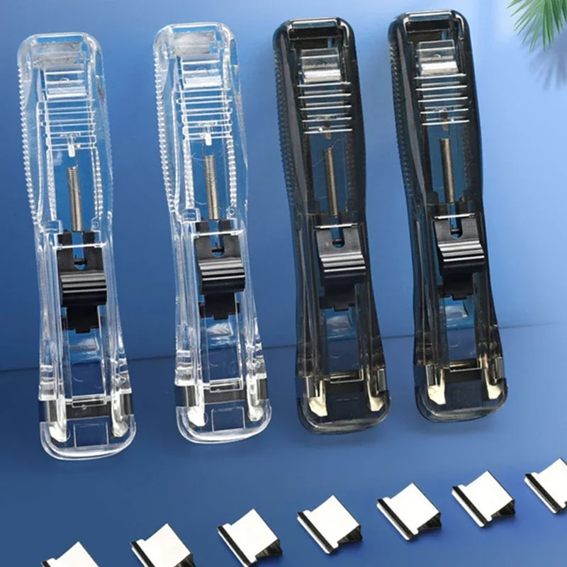 Mini Binder Traceless Reusable Hand Clamp Push Stapler Paper Book File Office School Student  Binding Tools Supplies Accessories