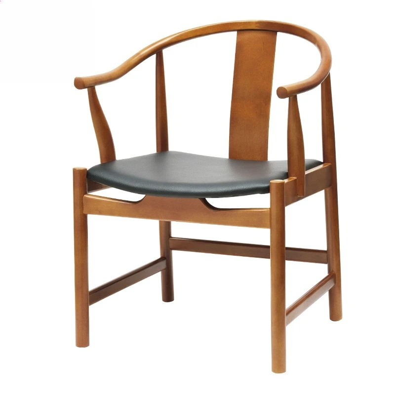 Massivholz Armlehnenstuhl Nordic einfache PU Pad Taishi Stuhl Studie Computer Massivholz