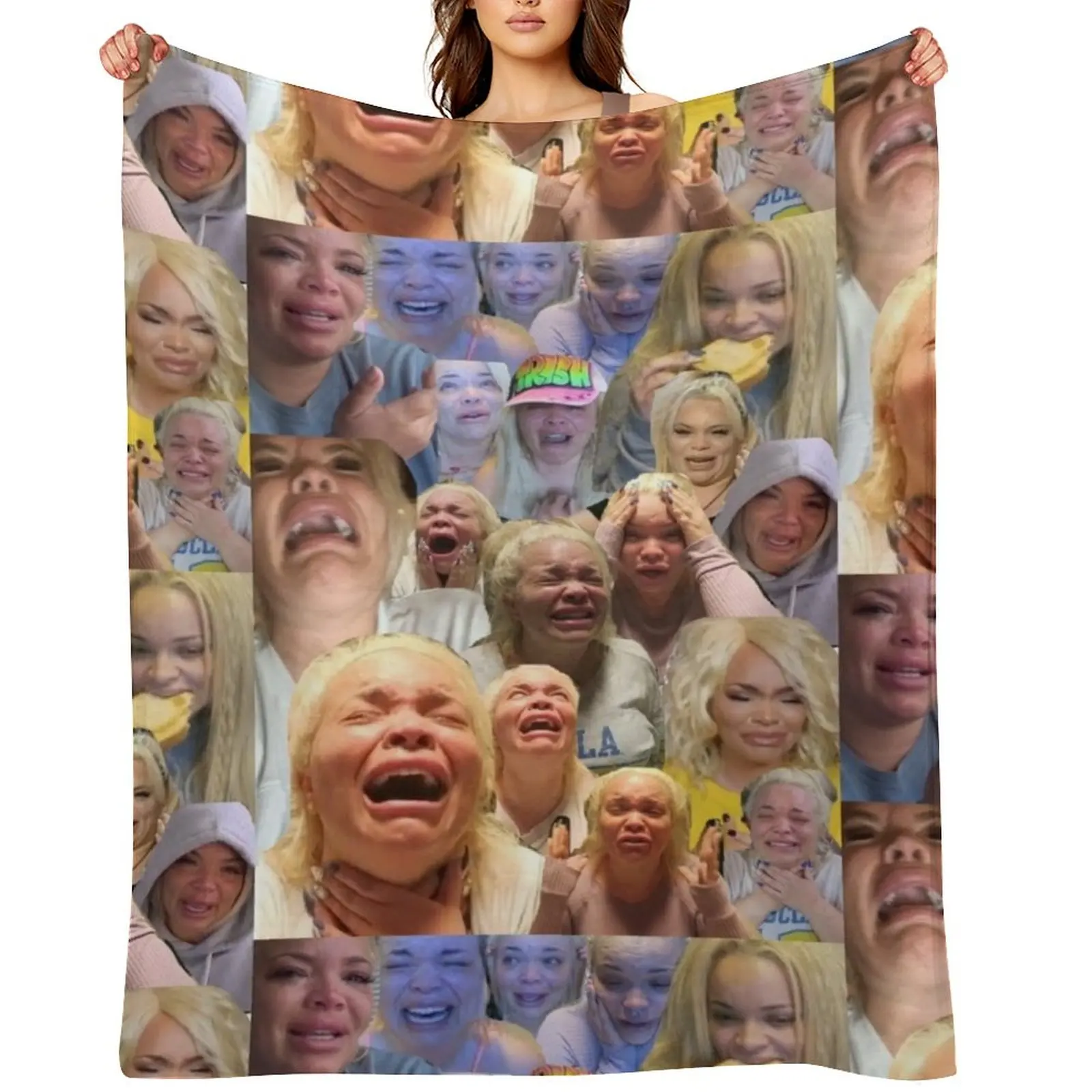 

Trisha Pastas crying on her kitchen floor collage Throw Blanket Moving Bed Fashionable Large Sofa Throw Blankets