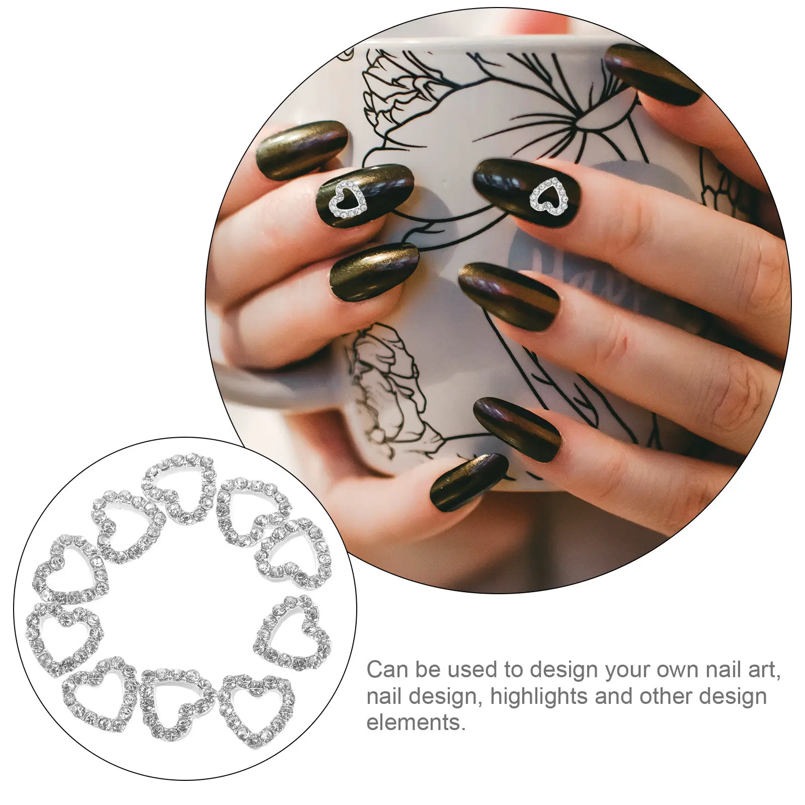 10Pcs Star Pendant Nail Charms Intricate Zinc Alloy Hollow Design Small Rhinestones Nail Decoration for Manicure Art