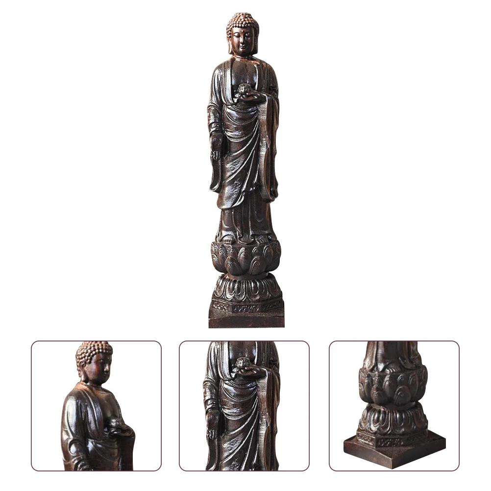 خشبية لوتس بوذا تمثال منحوتة ديكور رائعة المنزل التضحية سطح المكتب الزينة بوذا تمثال ديكور المنزل #4