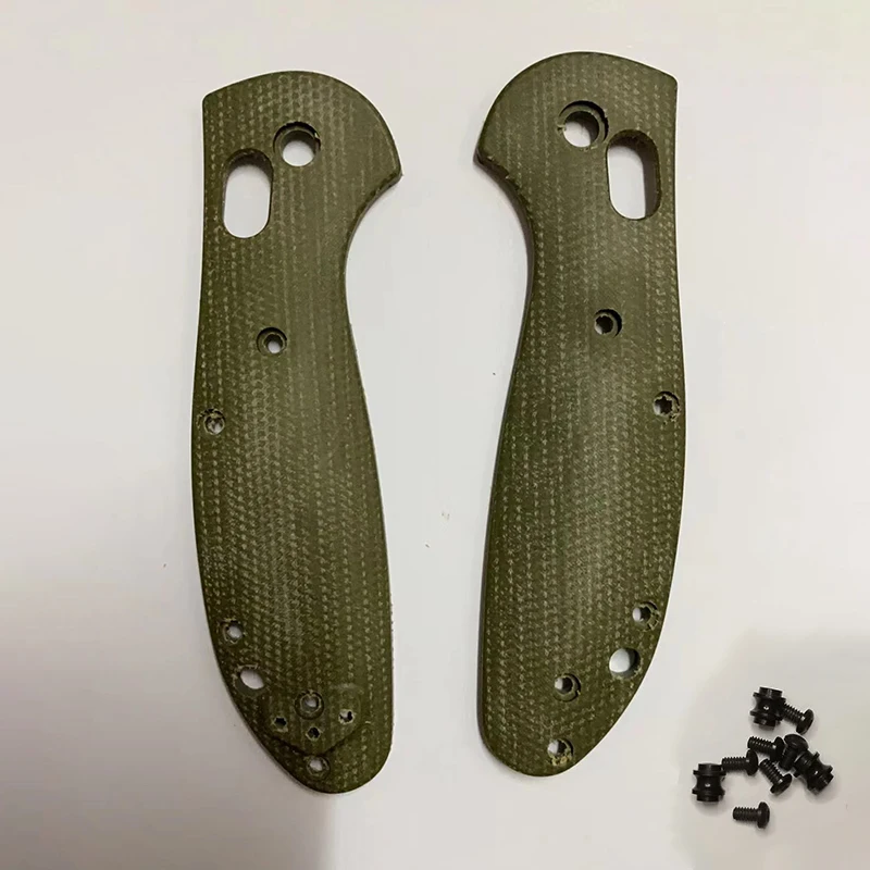 With Screws CNC Green Flax Micarta Knife Grip Handle Scales For Genuine Benchmade Mini Griptilian 555 556 557 Knives DIY Part