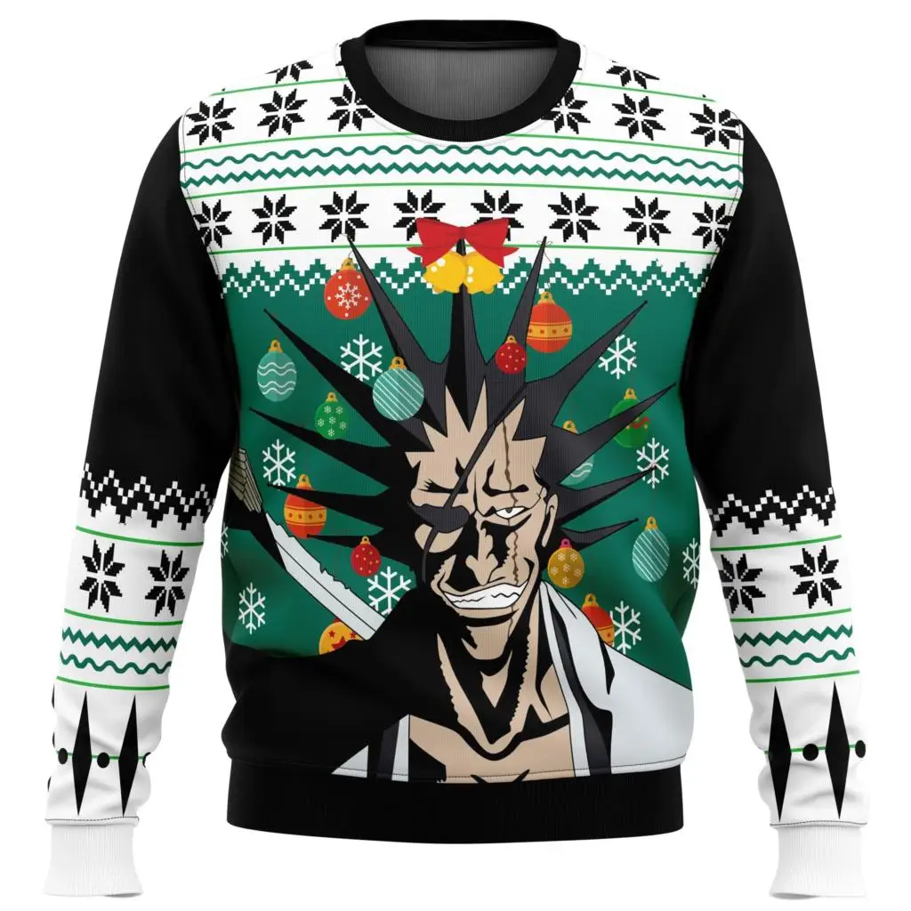 Kenpachi Zaraki Bleach brzydki świąteczny sweter prezent święty mikołaj sweter męski 3D bluza i top jesienno-zimowa odzież