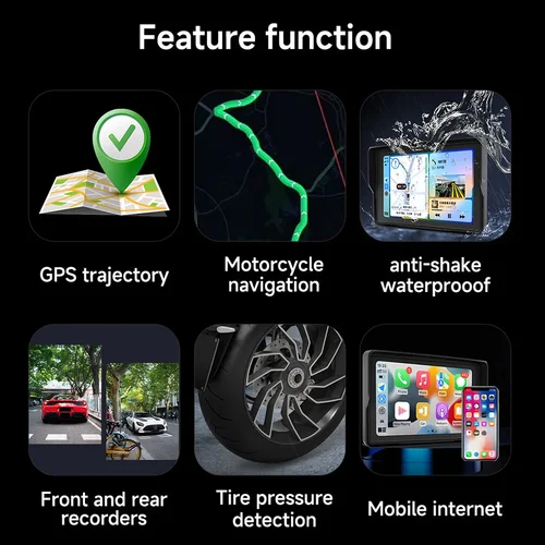 Imagen 2 del producto 7 pulgadas motocicleta navegación portátil GPS inalámbrico Carplay Android Auto IP67 impermeable motocicleta 2K HD pantalla táctil BT carplay moto