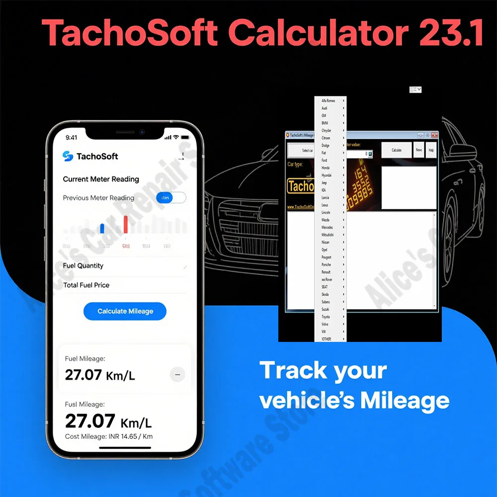 

Newest TachoSoft Mileage Calculator 23.1 calculator+dash cam+mileage software package repair software TachoSoft Calculator 23.1