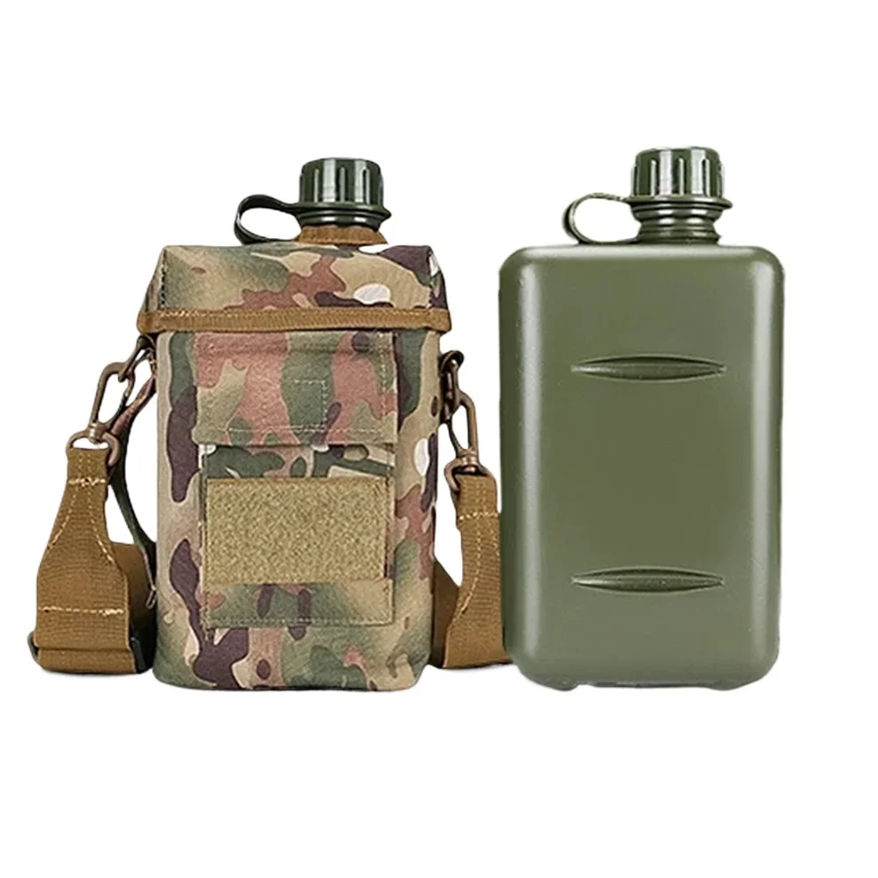 

2L outdoor marching kettle Portable sports bottle with shoulder strap Square large capacity Food grade PE plastic water bottle