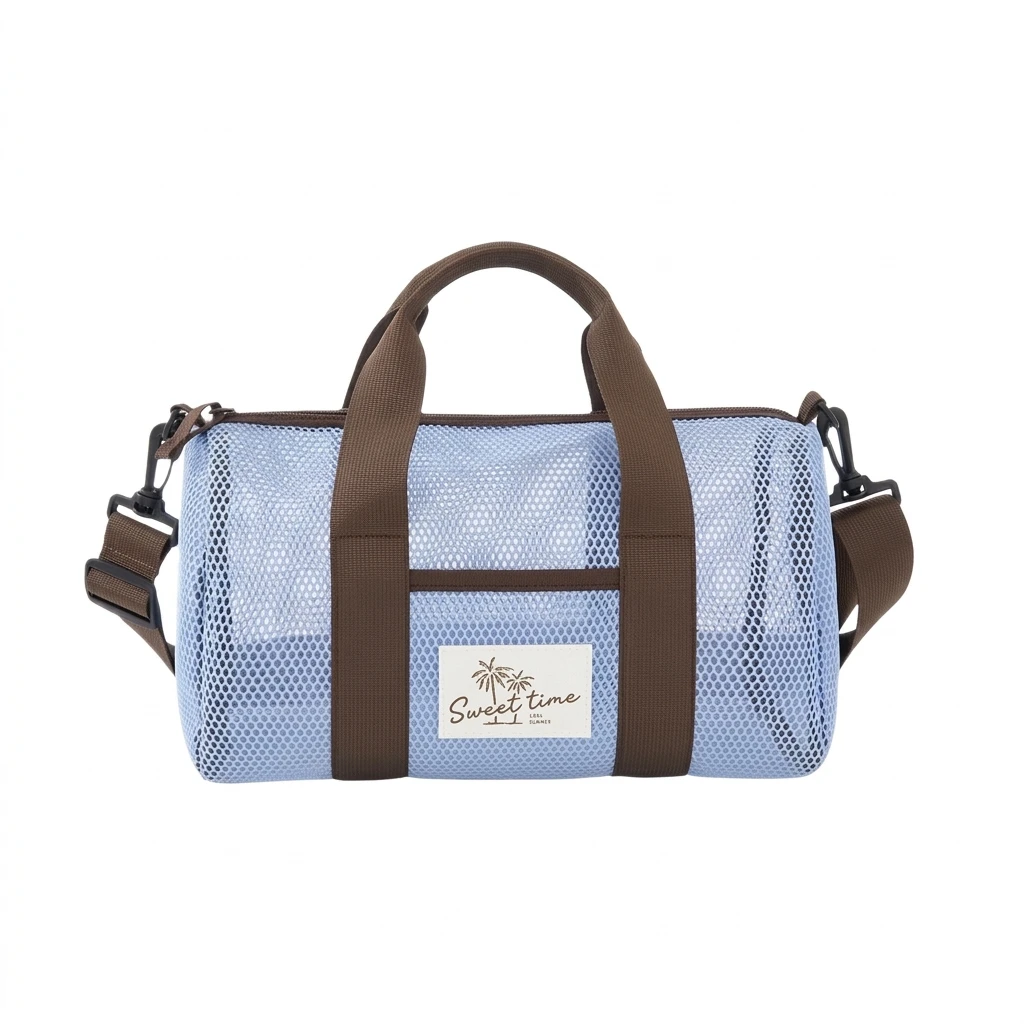 Vacation Beach Bag Waterproof Mesh Tote with Shoe Compartment for Swimming Pool Gym Travel Large Capacity Shoulder Bag