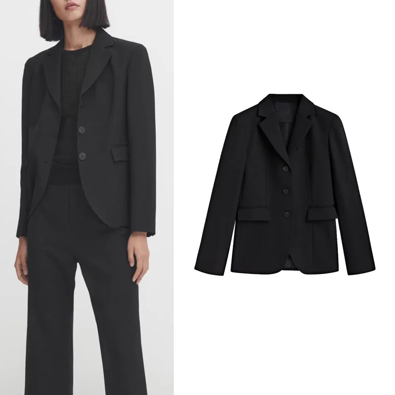 Sli ort Bla Suit Jaet for Women Personali OL Sle Commute Faion Versatile MD New Arrival Ladies' Coat