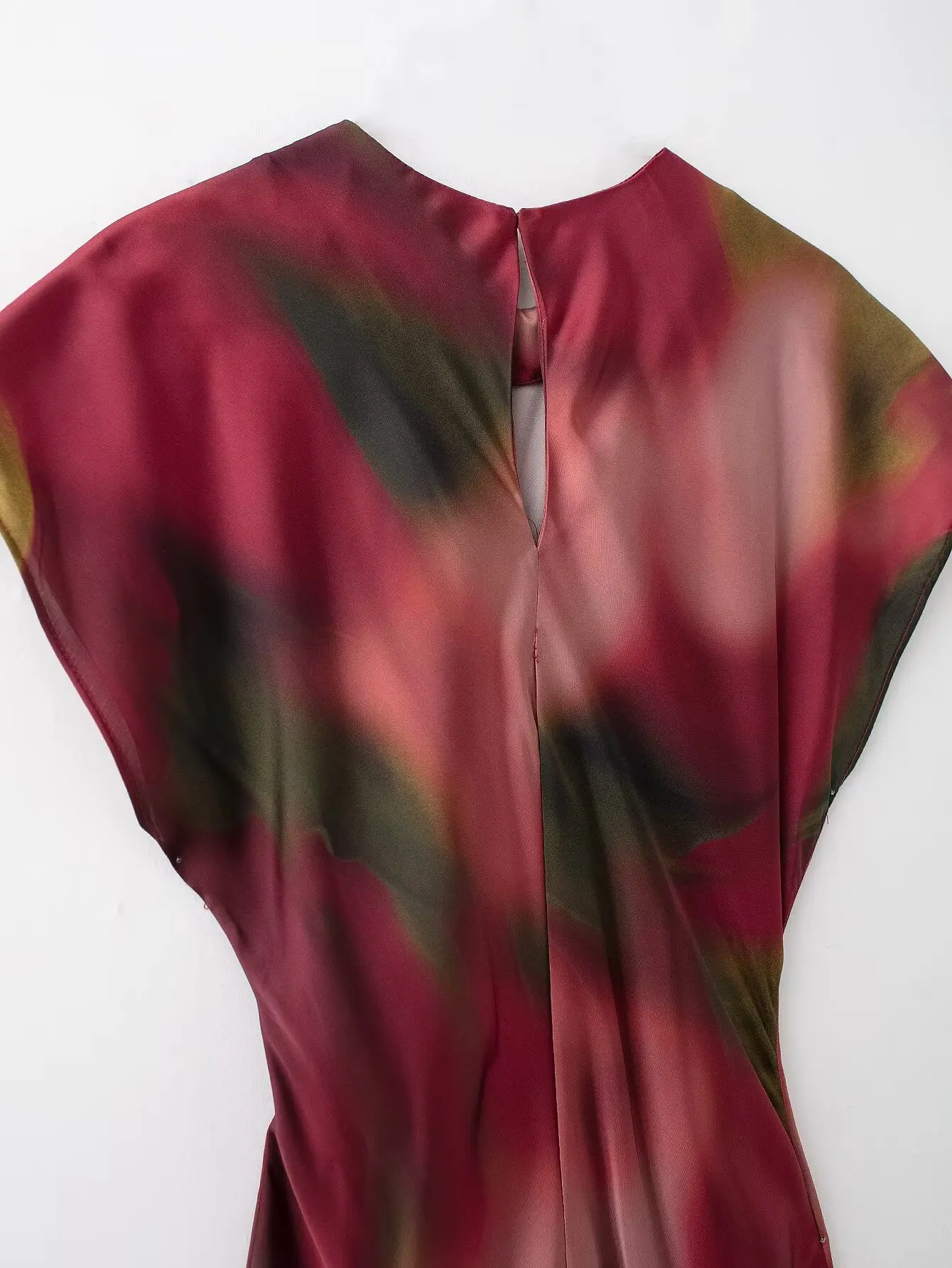 2025 primavera verão novas mulheres em torno do pescoço cintura seda cetim textura impresso midi vestido casual solto vestidos femininos