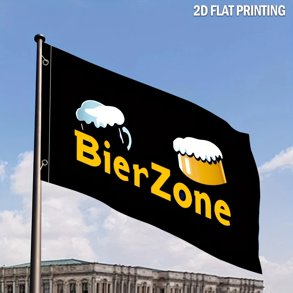 1pc Humorous Beer Themed Flag, 90x150cm Outdoor Lawn & Porch Decor, Home Decor Polyester Fabric, Indoor Wall Hanging Decor