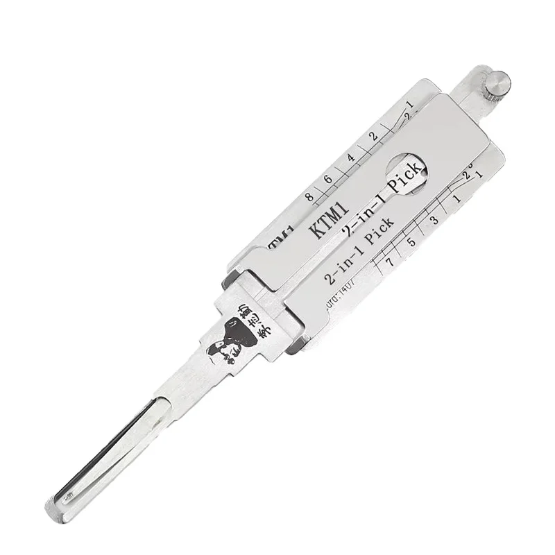 Lishi KTM1 2 en 1: Decodificador y ganzúa para motocicletas KTM con encendido y apertura de puertas, fresado vertical
