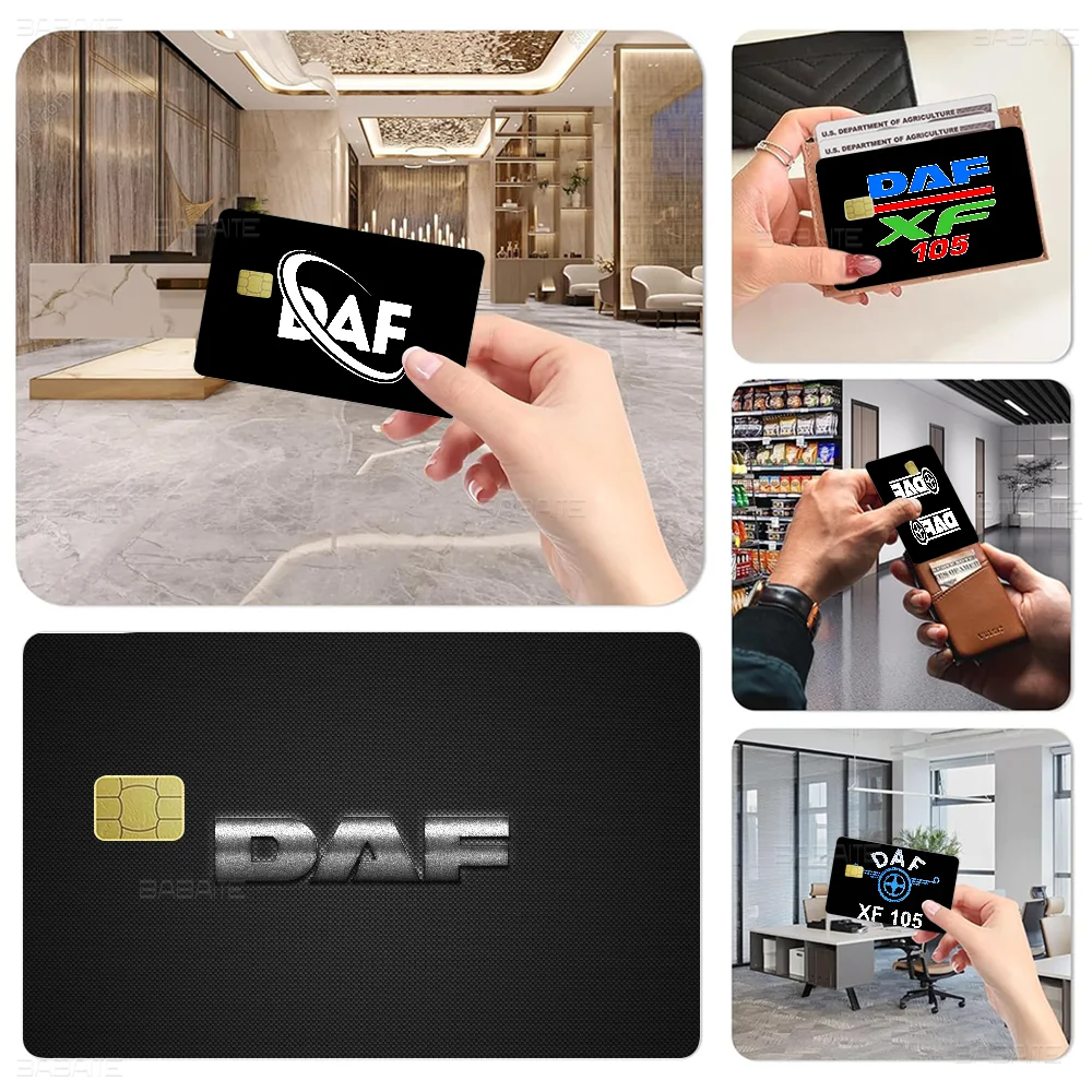 Logotipo de camión DAF, pegatinas de piel de tarjeta de crédito de dibujos animados para tarjeta bancaria, pegatina de tarjeta de Metro de autobús, regalo impermeable para mujer