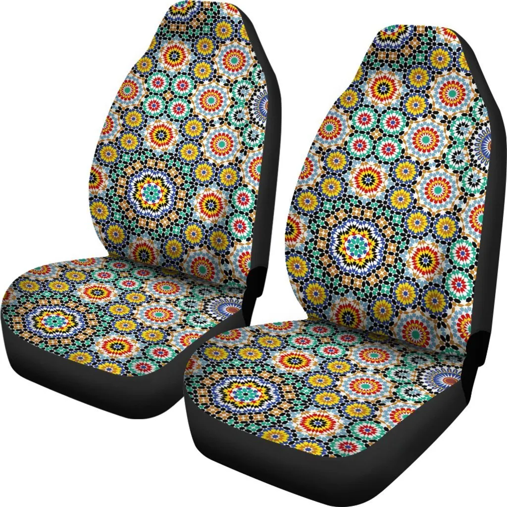 Mosaic Colorful Pattern Print Seat Cover Car Seat Covers Set 2 Pc, Car Accessories Car Mats