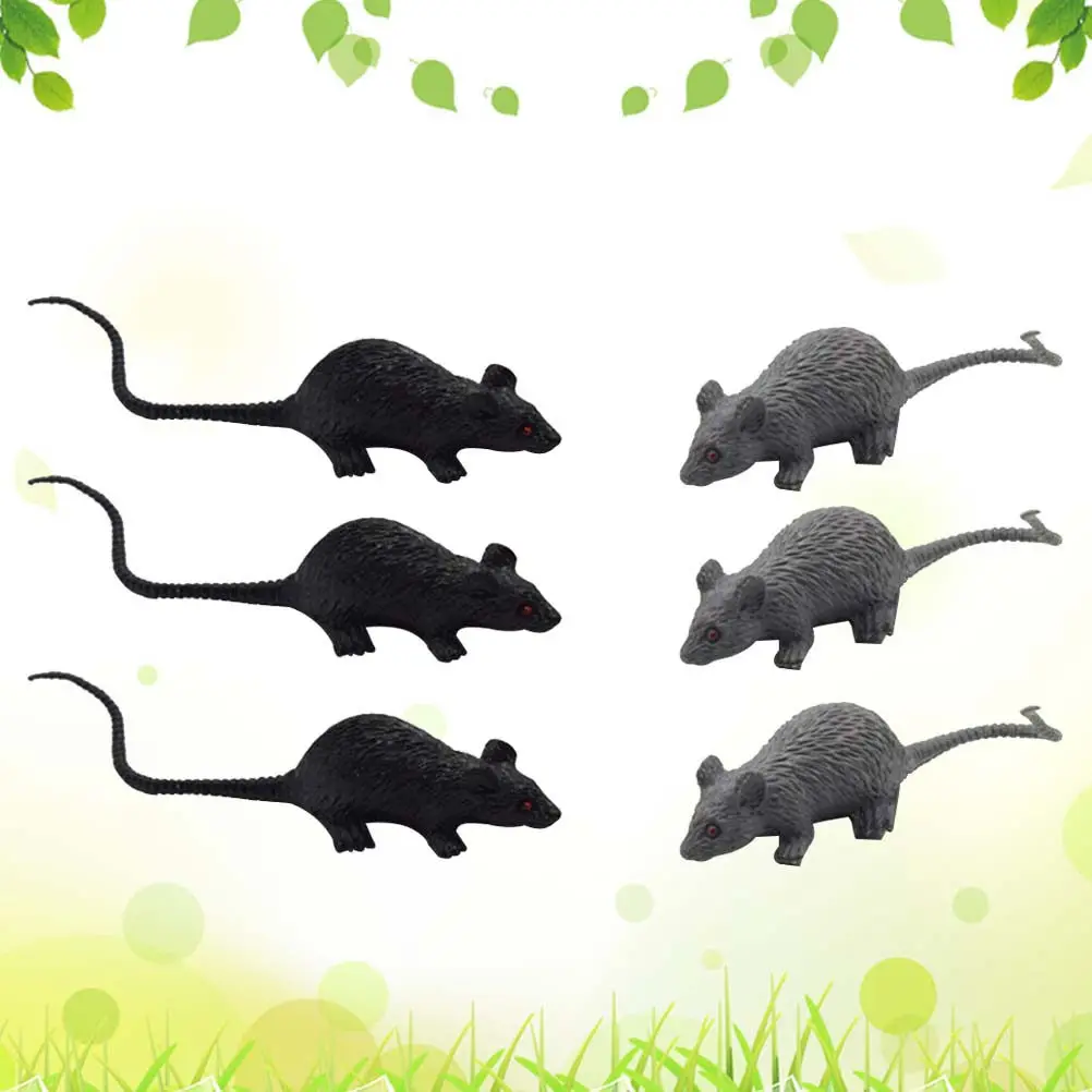 

6Pcs Realistic Small Fake Mouse Black Grey Mini Horror Prank Halloween Joke Terror Simulation for Party Games Mini Mouse Model