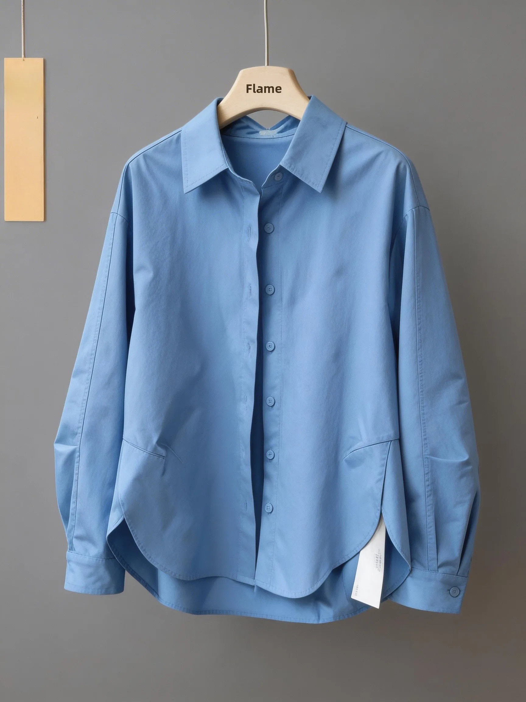 

Loose Casual Long Sleeve Turn-down Collar Commuter Shirt Women Simple Slimming Design Spring 2026 Cotton Pure Neutral Style