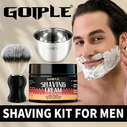 GOIPLE 5.64oz Shaving Cream with Shaving Soap Bowl Shave Lather Brush Refreshing Cleaning Softening Beard Foam for Men Gift