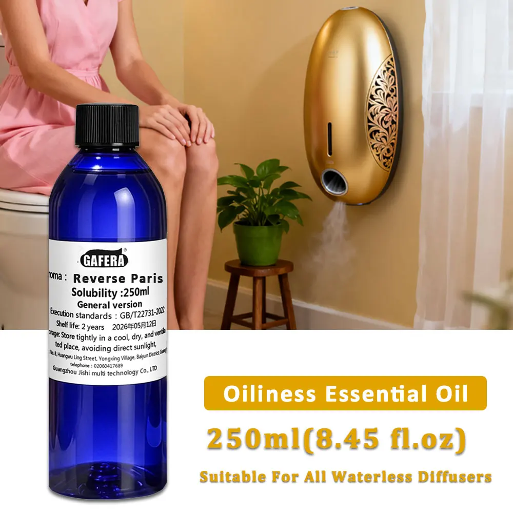 GAFERA 250ml (8.45 fl.oz) Reverse Paris/Hilton Flameless Essential Oil, For Waterless Machine, Reed Diffuser Replenishes Essence
