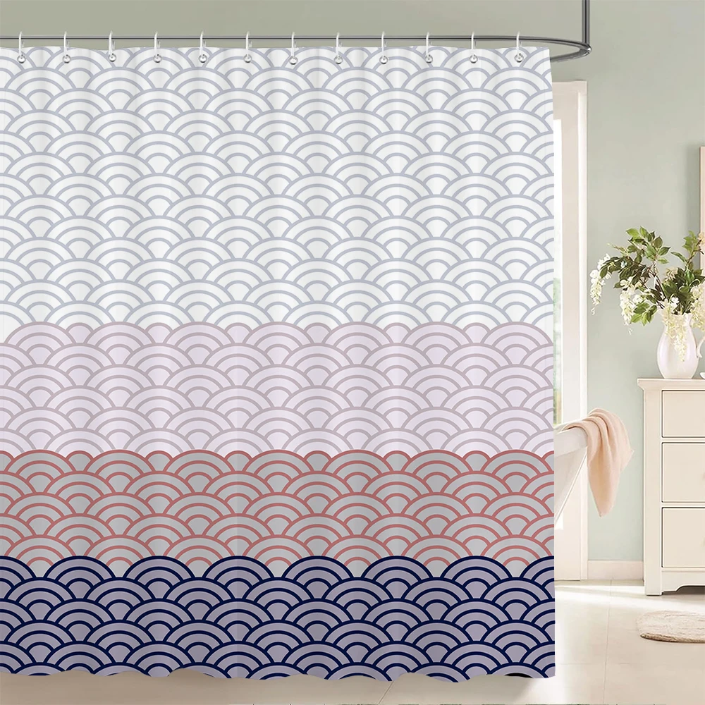 

Geometric Printed Shower Curtain for Bathroom with hook 3D marble pattern Hexagons Waterproof Polyester Fabric Bathroom Curtains