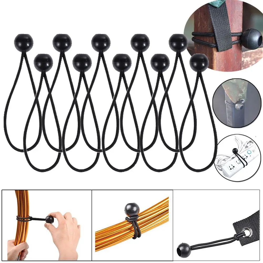 

Portable Backpack Accessories Pack Shock Elastic Ties Water Bottle Fixed Loop Cord Elastic Rope Black Ball Bungee Bungee Cord