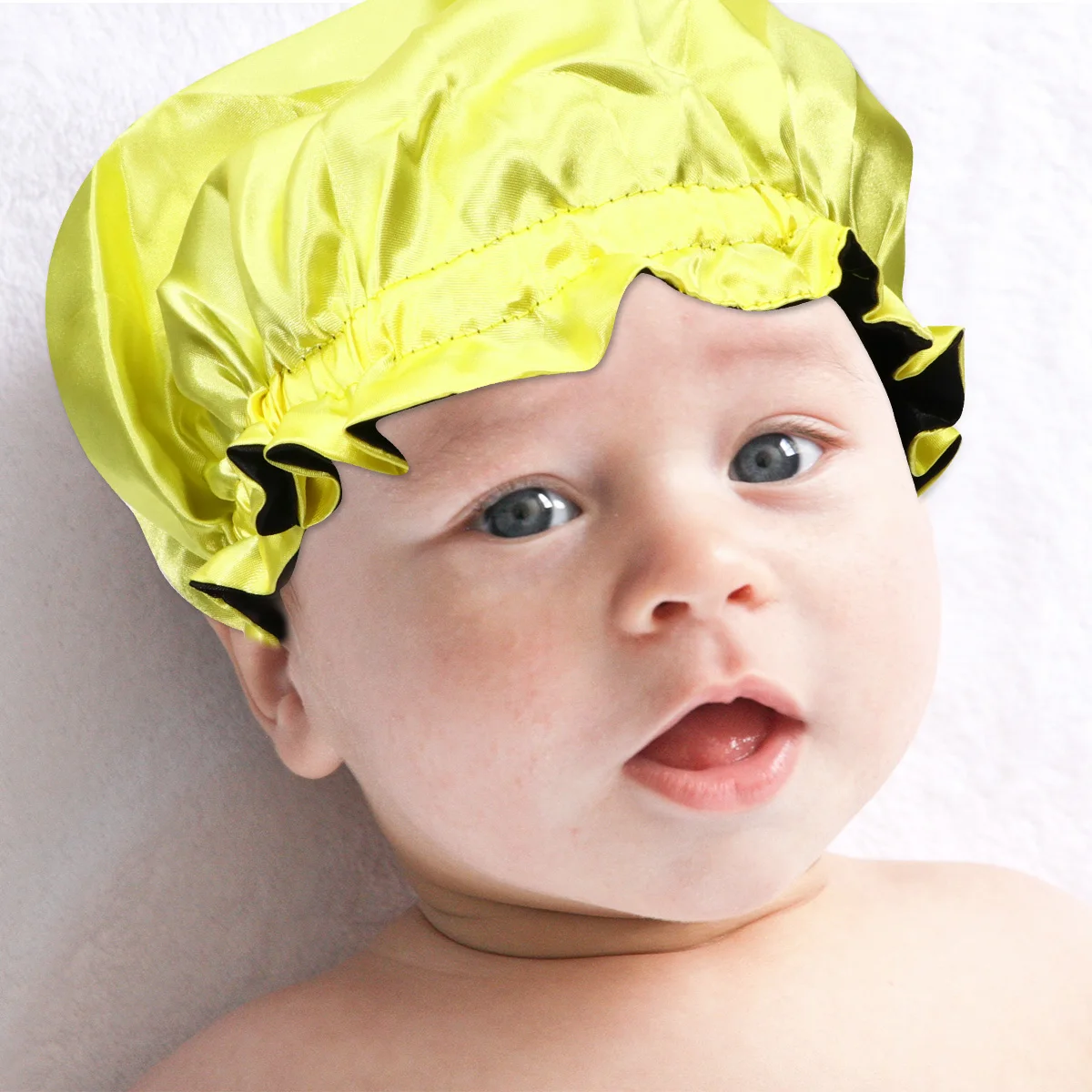 

Kids Satin Elastic Shower Cap Lightweight Durable Comfortable Bathing Sleep Hair Protection Home Bonnet