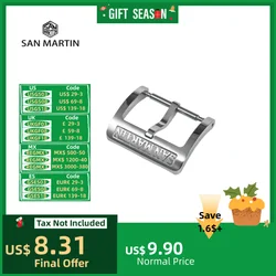 San Martin 18mm Watch Clasp Polished 316L Stainless Steel Logo Strap Pin Buckle Brushed Hebilla Correa Reloj Fibbia BK1820