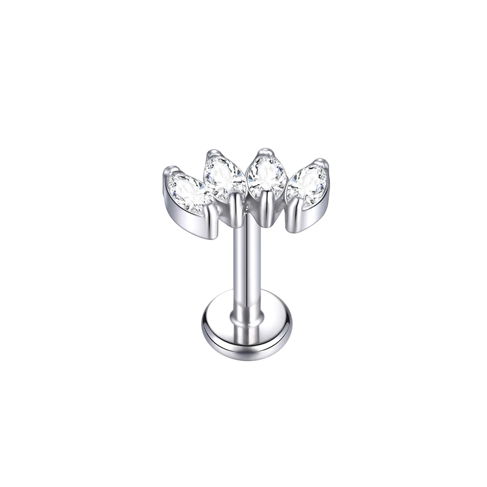1PC Implantaat Grade Titanium Zirkoon Stud Oorbel Intern Schroefdraad Ster Labret Piercing Lip Monroe Helix Tragus Piercing Sieraden