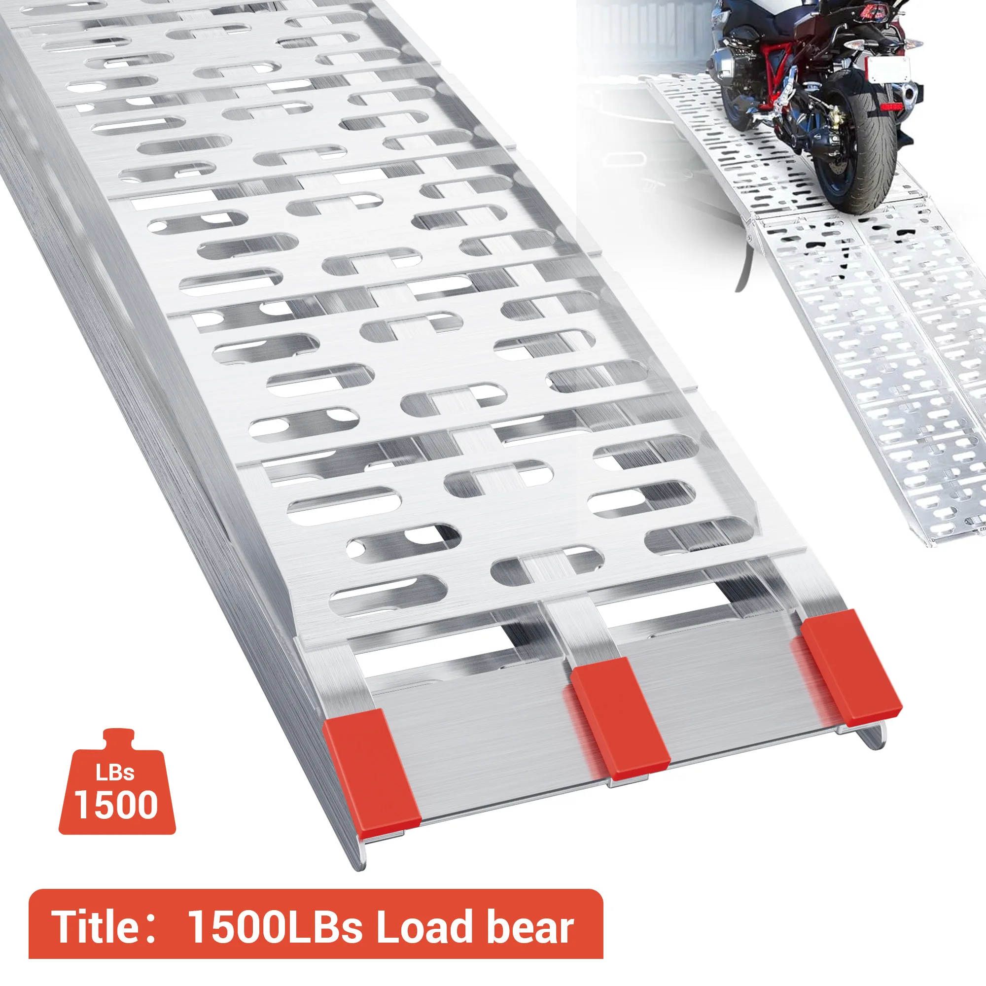 2Pcs ATV Ramps with 1500lbs Capacity,7.5 FT Folding Loading Ramps,Portable Aluminum Ramps for ATV,Truck Car Tailgate,Motorcycle