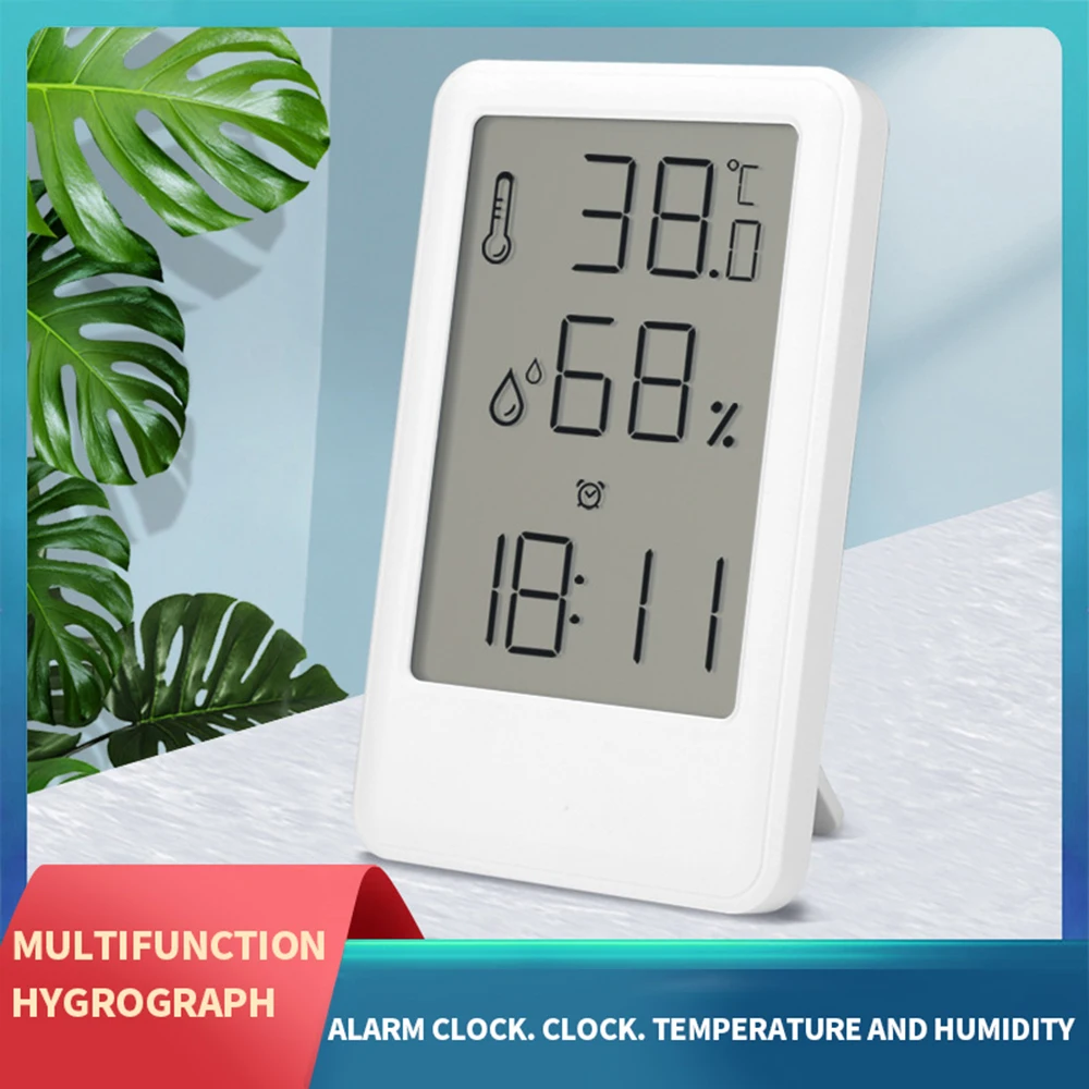 LCD Digital Display Alarm Clock Household Electronic Thermometer Hygrometer Indoor Time/Temperature/Humidity Tester Clock