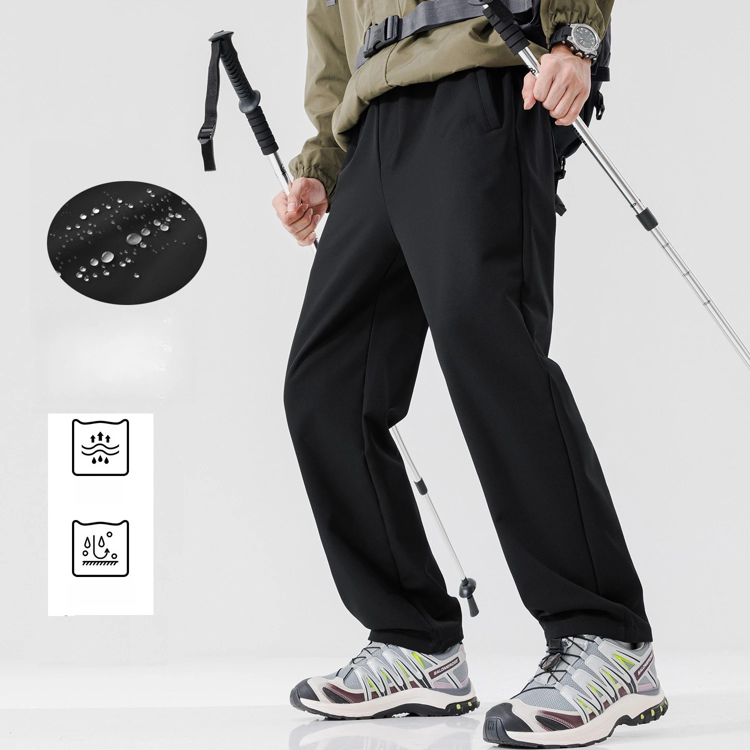 

Men's 3 - Way Waterproof & Wear - Resistant Soft - Shell Hiking Pants | Elastic Loose Straight Tube Outdoor Activities