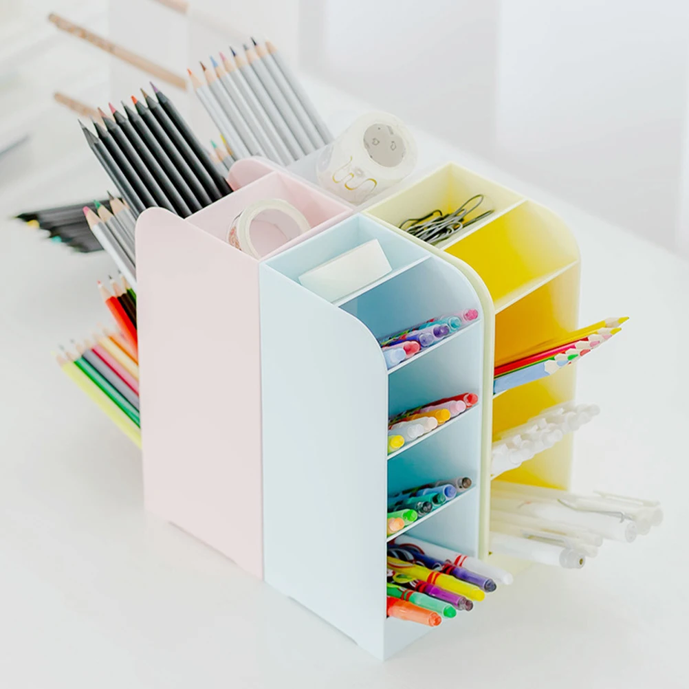 

2 Pcs Student Pen Holder Multi-functional Office Desk Stationery Storage Pp Stands Material