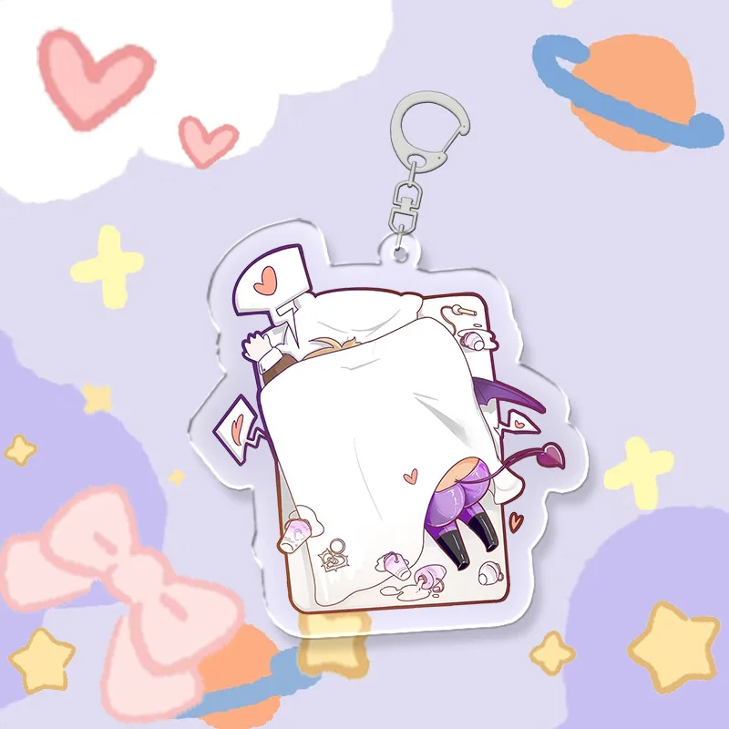 Game Nu: Carnival 6CM Anime Keychain Sleeping Figure Eiden Aster Morvay Edmond Cartoon Key Chain Backpack Pendant Accessories