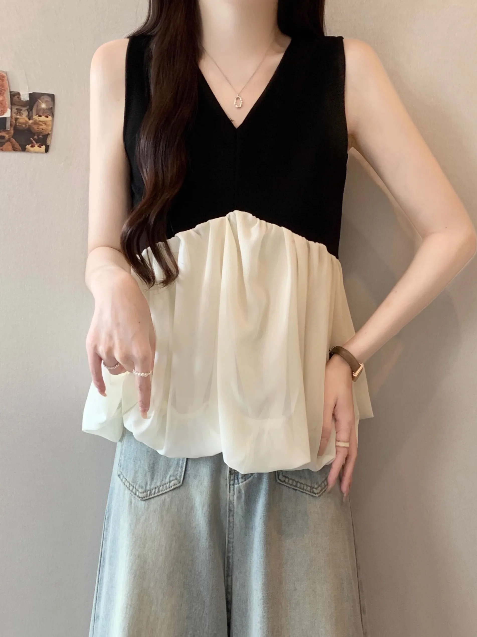 plus Size Summer Women's Clothing V-Ne Svel Crop Top Outerwear Design Belly Cover Flower Bud aped Vest