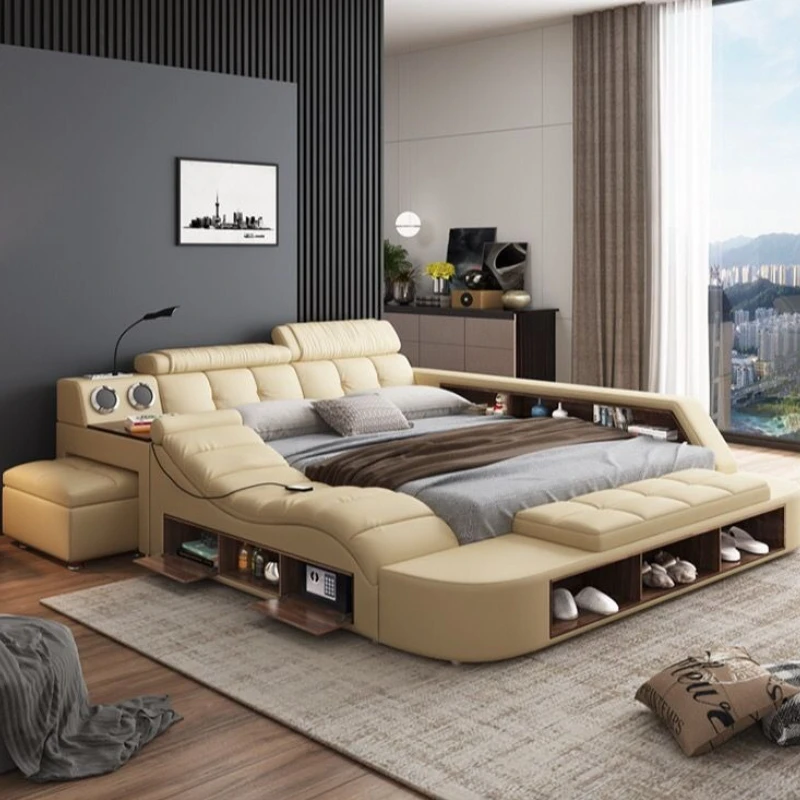 

Organiser Vanity Bed Laptop Queen Size Upholstered Speaker Massage Bed Sleeping Bedroom Letto Matrimoniale Home Accessories