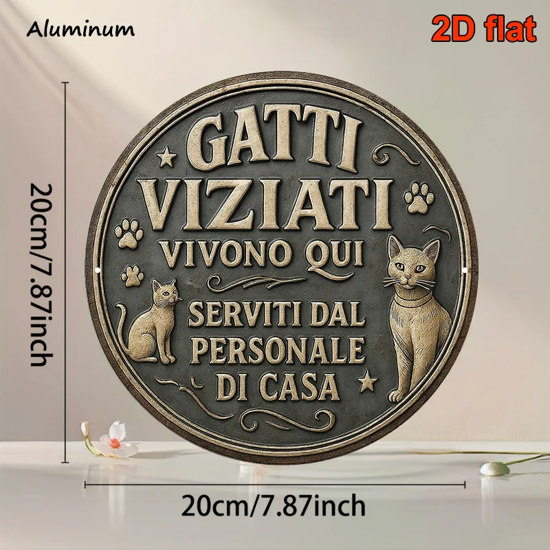 2D Flat, 1pc 20.32x20.32 cm Round Aluminum Wall Art - Vintage 