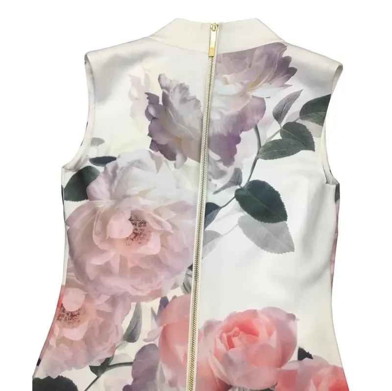 MARYYIMEI Fashion Designer Summer Women's dress V-neck Sleeveless Floral-Print Slim Package hip Sexy Elegant Dresses